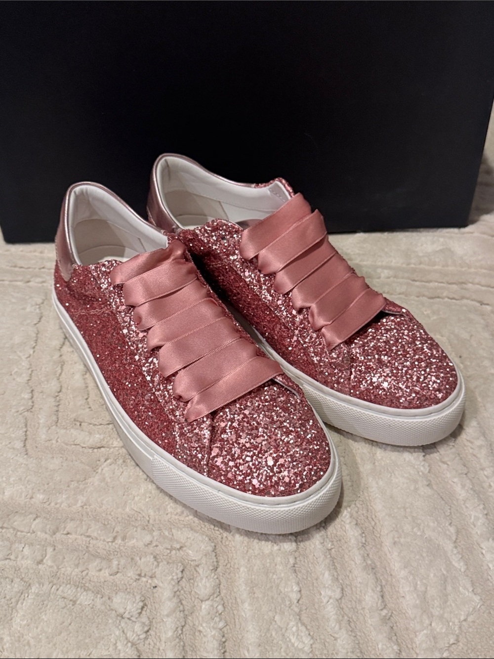 Hide & Jack Women's Pink Glitter Sneakers NIB Size 37 US 6.